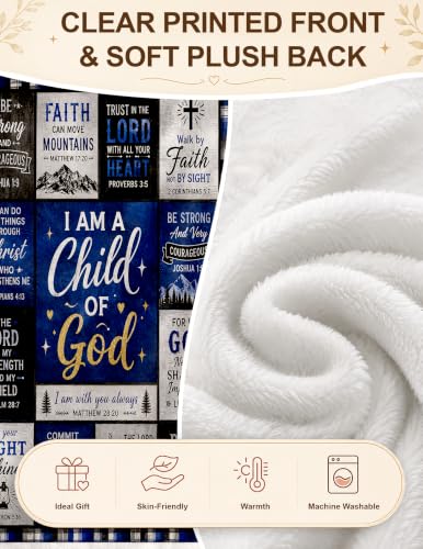 Christian Gifts for Men, Religious Blanket, Baptism | I Am a Child of God Blanket,Birthday Gifts for Men Son Father, Christian Blanket for Men, Christian Stuff 50*60 - color: God Men