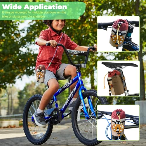 Cute Animals Bike Water Bottle Holder with Shoulder Straps, Universal Cycling Bicycle Drink Cup Cage for Kid's, Cruiser, Scooter, MTB, Road Bike (Beetles) - color: Beetles