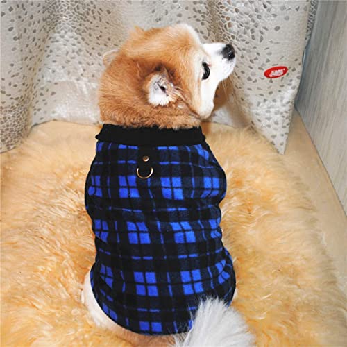 Dog Sweater, Soft Fleece Vest with Leash Ring Pullover Jacket Winter Pet Dog Clothes for Puppy Small Dogs Cat Teddy Chihuahua Yorkshire for Christmas (XS, Blue Plaid) | Winter Jacket,Pet Clothing,Dog Clothes,Puppy,For Small Dogs Cats,Teddy,Cat Apparel,Dog