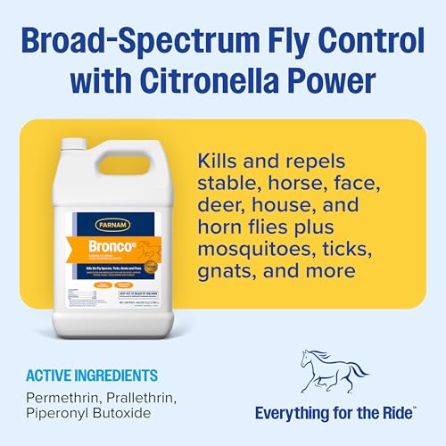 Farnam Bronco E Fly Spray for Horses, Dogs & Premises 128 oz Refill - size: 128 fl oz