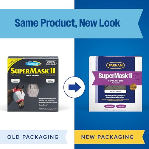 Farnam SuperMask II Horse Fly Mask Without Ears for Eyes, Yearling Size - size: Yearling