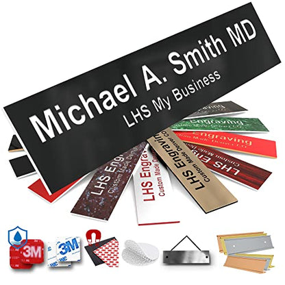 Custom Engraved Office Door Name Plate & Desk Signs, Black, 2x4 - color: B2 - Black & White Lettering, size: 2in x 4in (5.1cm x 10.1cm)