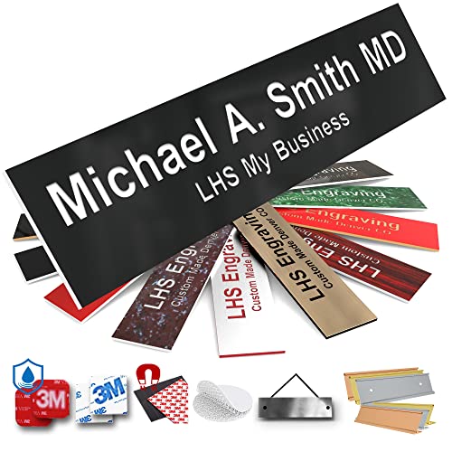 Custom Engraved Office Door Name Plate & Desk Signs, Black, 2x4 - color: B2 - Black & White Lettering, size: 2in x 4in (5.1cm x 10.1cm)