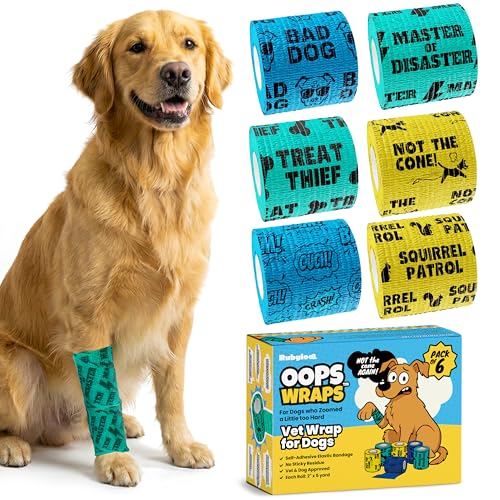 Funny Vet Wrap for Dogs, 2in Self-Adhesive Bandage Tape, 6 Pack Boys | Dog first aid kit supplies; Hot Spot & Wound Wrap; Breathable; Easy Tear; Individually Wrapped; Sticks to Itself, Not Fur - color: King of Chaos (6 Count)