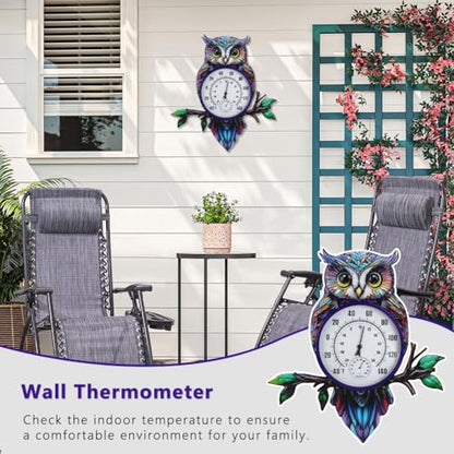 Large Outdoor Thermometer, Printed Owl Wall Thermometer - color: Multi Owl