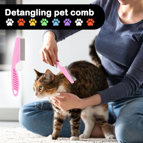 Lice Comb, 12 Pcs Dandruff Combs, Hair Double Sided Fine Tooth Combs with Metal Teeth, Stainless Steel Louse and Nit combs, Dematting Comb for Dogs Cats for Small, Medium & Large Pets