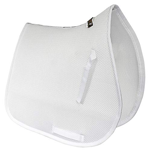 ECP Equine Comfort Products 3D Air Ride All-Purpose English Saddle Pad, Breathable Non-Slip Pad for Eventing, Jumping, Dressage, Trail Riding, Shock Absorbing, Lightweight, Durable, Full Size, White