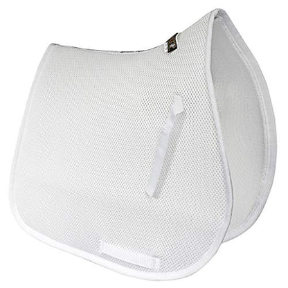 ECP Equine Comfort Products 3D Air Ride All-Purpose English Saddle Pad, Breathable Non-Slip Pad for Eventing, Jumping, Dressage, Trail Riding, Shock Absorbing, Lightweight, Durable, Full Size, White