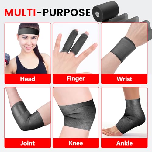 27 Pack Black Pre Wrap Tape, 2.76 Inch x 11 Yards Prewrap Athletic Tape - color: Black-27 Pack