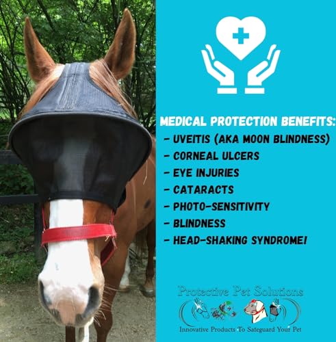 EquiVizor Solar Vizor Horse Fly Mask (Size Mini), 100% UV Eye Protection for Horses with Uveitis, Photosensitivity, Ulcers, Head Shaking, Eye Injuries. Also Available in Pony, Cob, Full - size: Mini