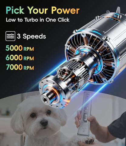 Dog Grooming Clippers for Thick Heavy Coats 3 Speeds Low Noise Pet Grooming Kit Cat Eletric Clipper with 10FC Ceramic & Stainless Steel Blade - color: White, size: Clipper