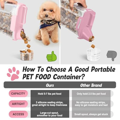 Dog Cat Food Storage Container with Cup (Pink, 5L) - color: Pink, size: 5L