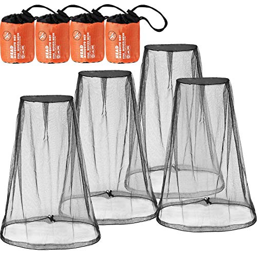 HESTYA 4 Pack Mosquito Head Net Face Mesh,Black - color: Black