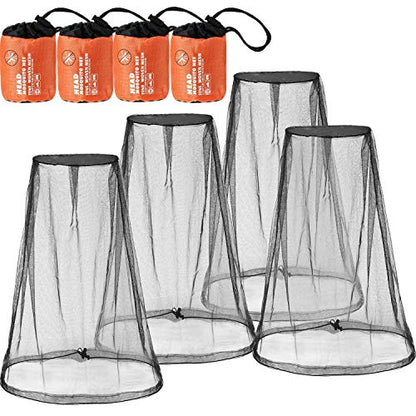 HESTYA 4 Pack Mosquito Head Net Face Mesh,Black - color: Black