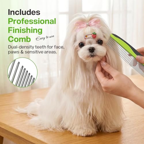 Pecute Self-Cleaning Undercoat Rake for Dogs Cats with Thick Double Coats - color: Green