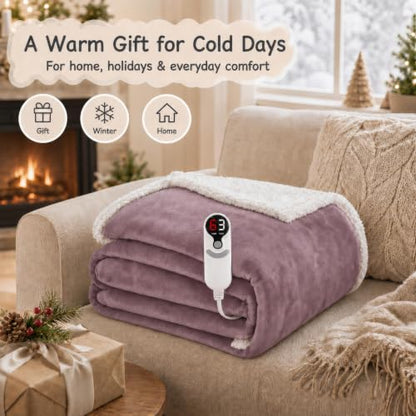 Soypipo Electric Heated Blanket 72"x84", 9 Heat Settings 10-Hour Auto-Off - color: 06-purple, size: Full 72"x84"