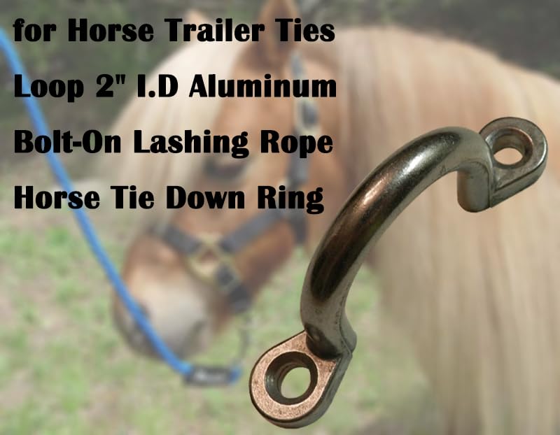 2" I.D Aluminum Trailer Tie Down D-Ring (2-Pack) - Bolt-On Lashing Rope Ring for Horse, Cargo & Utility Trailers, RV, Camper, Boat - Heavy Duty Tie Down Anchor Loop