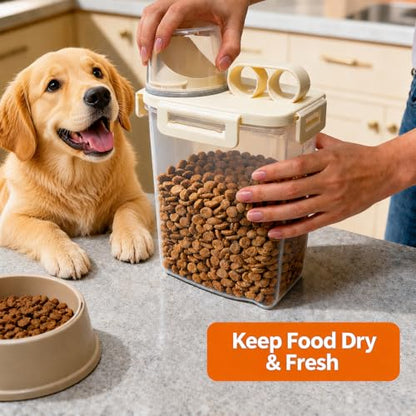2 Lbs Small Cat Dog Food Storage Container for Bird Seed, Pet Food, 2 Pack - color: Two Beige
