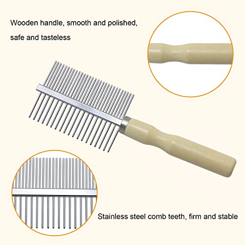 Wooden Handle Grooming Comb for Dogs Cats Pet（Double-Sided） - color: Double-Sided Teech Comb