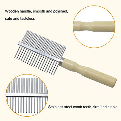 Wooden Handle Grooming Comb for Dogs Cats Pet（Double-Sided） - color: Double-Sided Teech Comb