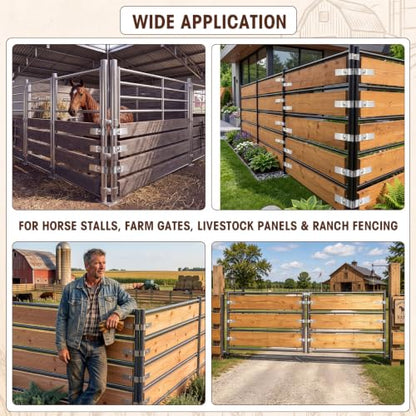 32 Pack 1-5/8" Horse Stall Panel Clamps Kit, Galvanized Steel | 24 U-type and 8 Saddle Clamps, Reduces Wobble Without Welding, 0.35 mm, Rust-resistant, for Stalls Circular Fences Kennels