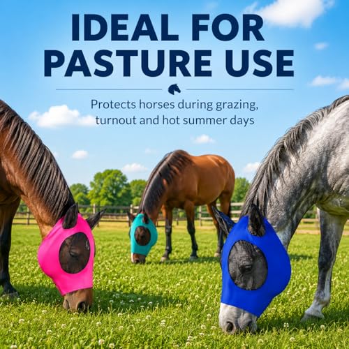 Sanwuta 24 Pcs Horse Fly Masks with Ears, Breathable Mesh UV Protection Horse Face Masks, Soft Elastic Comfortable Fit for Riding Outdoor Summer Supplies Bulk (Medium) - size: Medium