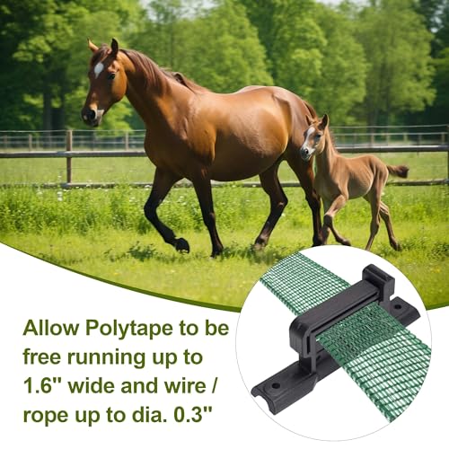 Electric Fence Polytape/Polywire/Rope Insulators with Locktab PK100 in Black Included Screws for Wood Post Nail on for Hi -Tensile