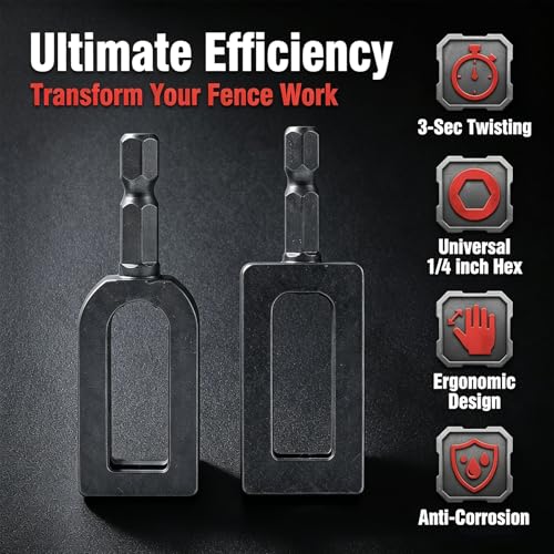 2 Pack Wire Twister Tool for Drill, Heavy Duty Drill Wire Twister with 1/4" Hex Shank for Fencing, Rebar Tying, and Construction, Alloy Steel
