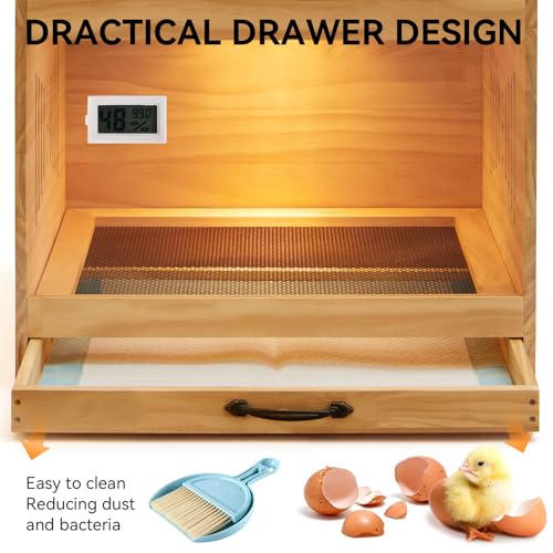 Brooder Box for Chicks, Wooden Chicken Brooder with Heat Lamp