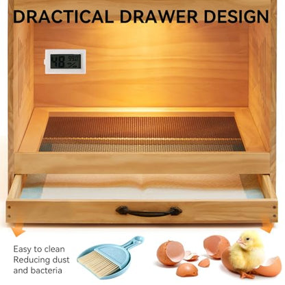 Brooder Box for Chicks, Wooden Chicken Brooder with Heat Lamp