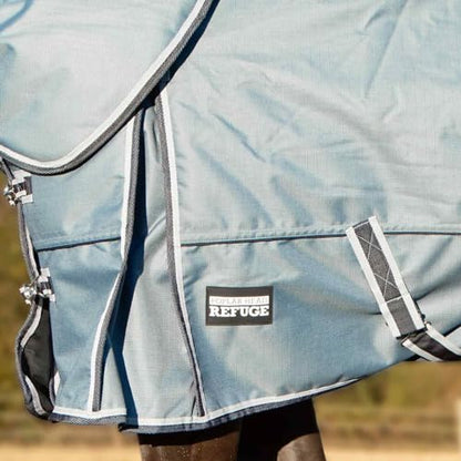 Jeffers Poplar Head Refuge 1200 Denier Turnout Blanket, Hamilton Blue, 87" – Waterproof & Breathable Horse Blanket, 240g Insulation, Adjustable Fit for Comfort & Safe Use, Durable Design - size: 87 in
