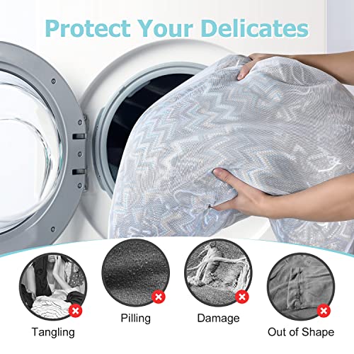 OTraki Large Mesh Laundry Bags 24x32 inch Hanging Delicates Mesh Laundry Bag with Handles Lingerie Bags Washing Machine Bag Zipper Opening,Don't Drying, Melting 140-176℉,White - size: 24 x 32 inch