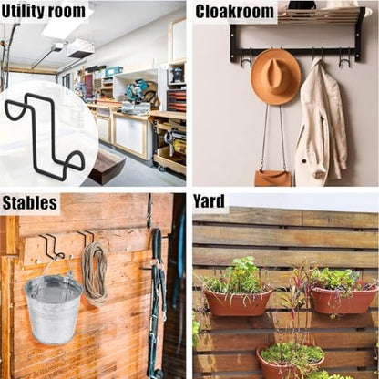 Cididu 8 Pcs Tack Hook 4 Inch, Heavy Duty Horse Halter Rack, Over Rail Bridle Hooks, Metal Horse Water Bucket Hangers for Hanging Horse Bridles, Saddle Fence Door Holder, Horse Stall Accessories
