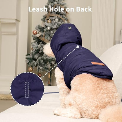 Vecomfy Warm Dog Coats with Hoodie,Winter Dog Jackets for Small Dogs - color: Blue, size: Medium
