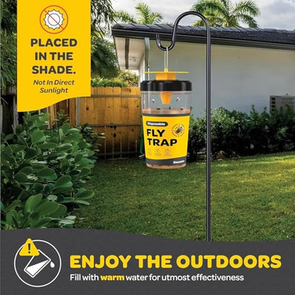 Outdoor Fly Trap [Set of 4] Fly Traps with Dissolvable Non-Toxic Bait - Fly Repellent for Outdoor Use Only - Controls Flies for Patios, Barns, Ranches Etc. Hanging Fly Traps with Tie Included - style: 4 Traps