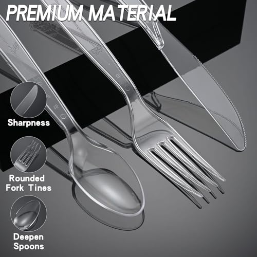 350 Count Clear Plastic forks, Extra Heavy Duty Plastic Forks | Premium Disposable Forks, BPA-Free stainless steel fork disposable for Party Supplies, Weddings and Everyday Use