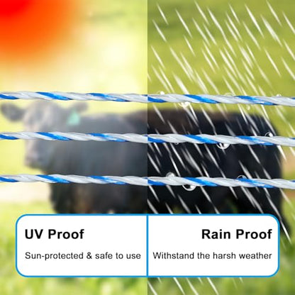 Electric Fence Wire, 1312 Feet 400 Meters with 6 Stainless Strands, Good Rust Resistance and Conductive Poly Wire for Farm Fence, UV Resistant, Portable Livestock Fencing, Poly Wire Rope Line - size: 1312FT/400M