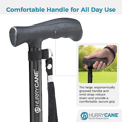 HurryCane Freedom Edition Foldable Walking Cane with T Handle - color: Blue, size: 1 Count (Pack of 6)