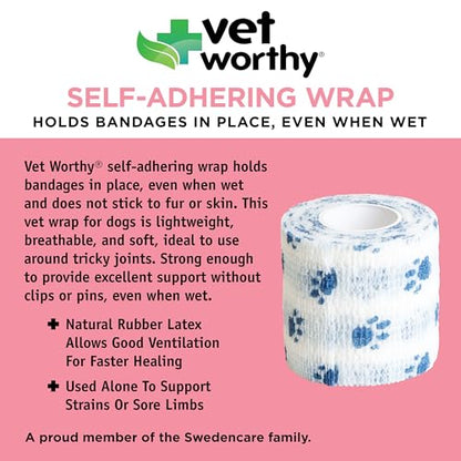 Vet Worthy Self Adhesive Bandage Wrap for Dogs - 2 inches x 5 Yards