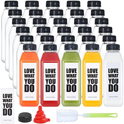 Fhxtcygj 30pcs Juice Container with Lids, 16oz Plastic Bottles with Caps - color: 30pcs 16oz