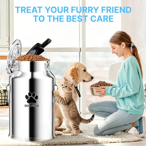 25Lbs Stainless Steel Dog Food Storage Container，Metal Pet Food Storage Container