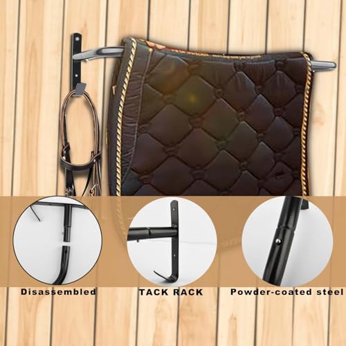 2Pcs Blanket Rack with Bridle Hooks,Wall Mounted Removable Horse Blanket Bar for Hanging Horse Blankets Pads Saddle Blankets,34 Inch