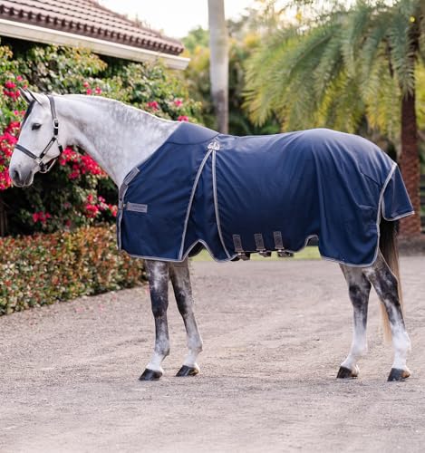 Horseware® Rambo® Optimo Stable Sheet - Navy/Thunderstorm Grey & Silver, 81 inches