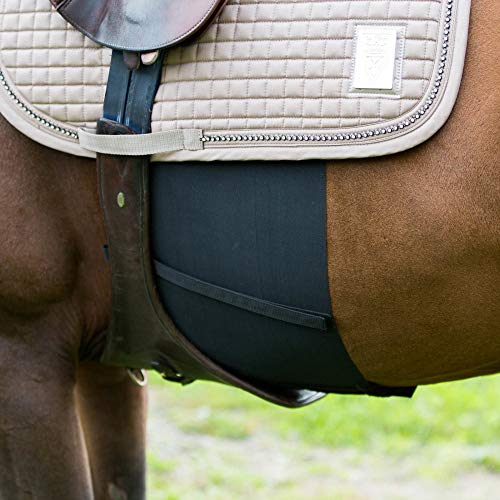 HORZE Elastic Protective Belly Guard | Anti-Rub and Anti-Chafe Girth Band for Horses - Black - Pony - size: Pony