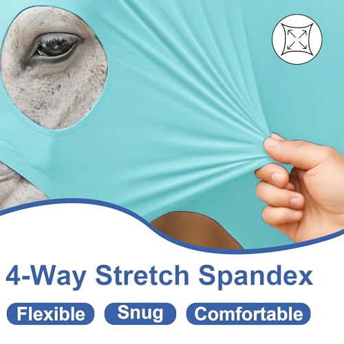 Horse Slinky Hood with Zipper, Stretchy Sleazy Hood Turquoise M - color: Turquoise, size: Medium