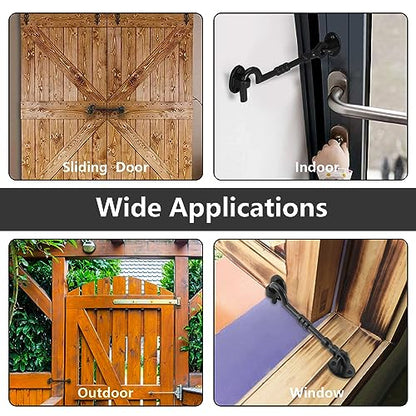 WellMade 6" Hook and Eye Latch for Door, Rust-Proof Door Latch, Privacy Hook Lock for Doors, Gate, Barn, Cabin, Window with 4 Screws (1 Pack, Black) - size: 1 Pack