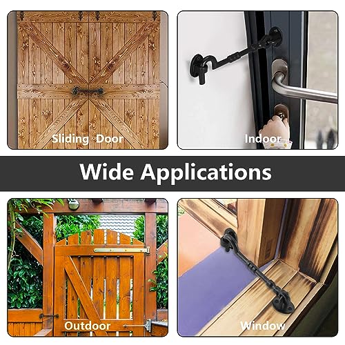 WellMade 6" Hook and Eye Latch for Door, Rust-Proof Door Latch, Privacy Hook Lock for Doors, Gate, Barn, Cabin, Bedrooms, Window with Screws (2 Pack, Black) - size: 2 Pack