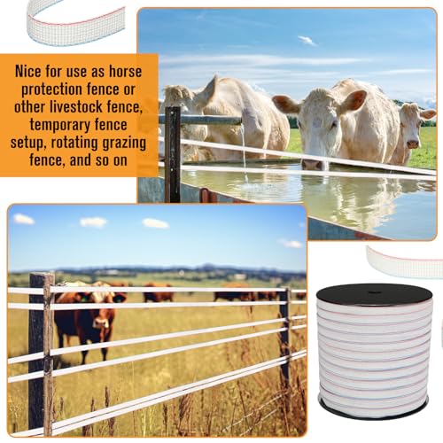 1 Roll 3/4 Inch x 2000 ft Electric Fence Tape Polytape - color: White, size: 3/4 Inch X 2000 ft