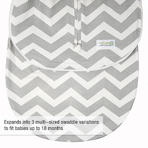 Woombie Grow with Me Baby Swaddle, Convertible Swaddle Fits Babies 0-9 Months, Expands to Wearable Blanket for Babies up to 18 Months, Sleepy Grey Chevron - color: Sleepy Grey Chevron, style: Grow With Me