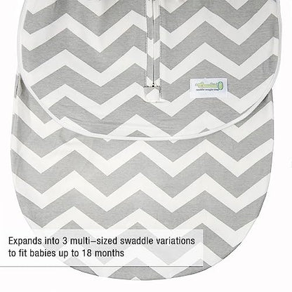 Woombie Grow with Me Baby Swaddle, Convertible Swaddle Fits Babies 0-9 Months, Expands to Wearable Blanket for Babies up to 18 Months, Sleepy Grey Chevron - color: Sleepy Grey Chevron, style: Grow With Me